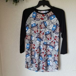 NWOT Lularoe Patriotic Uncle Sam Randy Long Sleeve Tee Size M